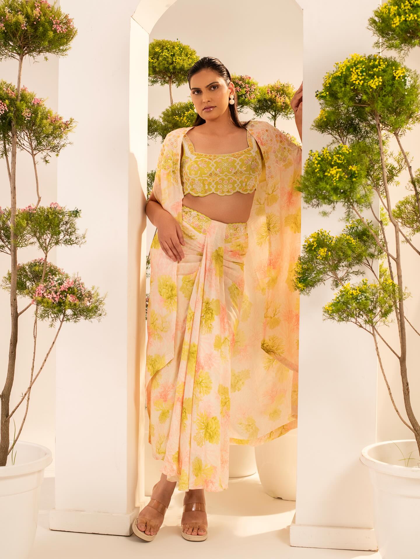 SUNLIT BLOOM CORAL LEMON TONIC THREE-PIECE EDIT