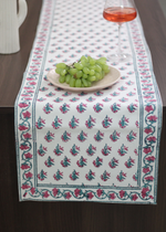 Load image into Gallery viewer, Pink Motif Block Print Table Runner
