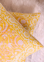 Load image into Gallery viewer, Yellow Patterned Block Print Cushion Cover - set of 2
