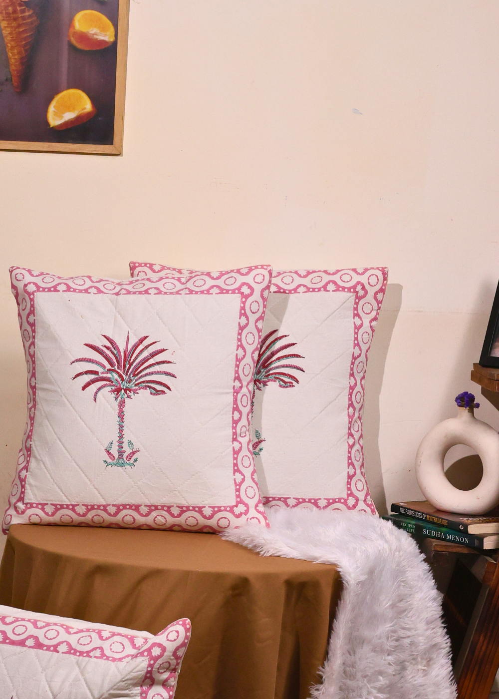 Light Pink Palm Cushion Cover - set of 2