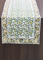 Load image into Gallery viewer, Green &amp; Yellow Block Print Table Runner
