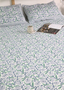 Green Paisley Block Printed Bedsheet