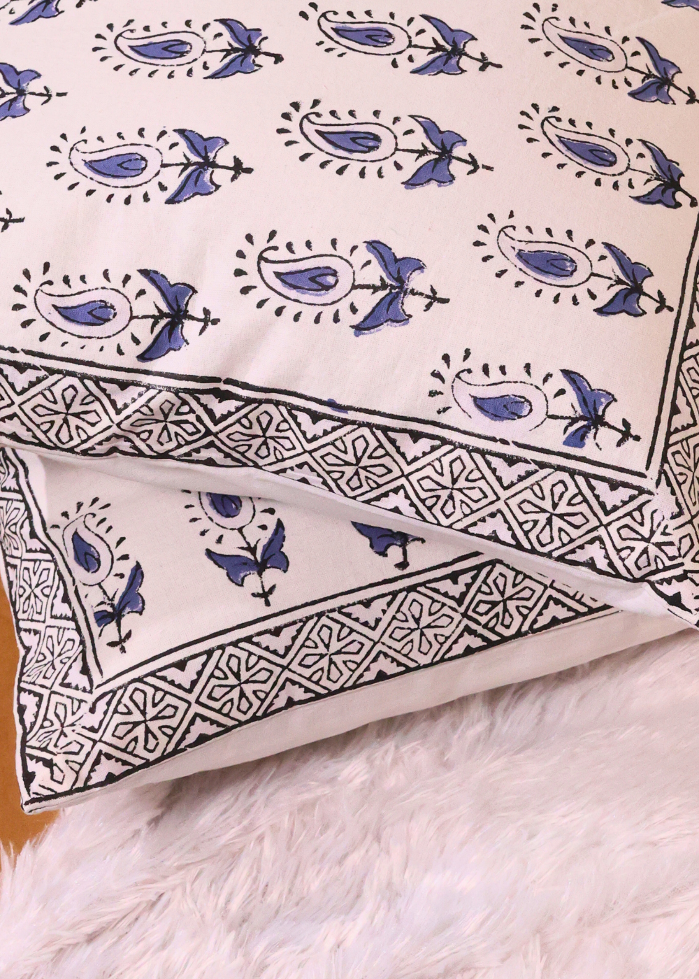 Blue & White Block Print Cushion Cover - set of 2