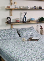 Load image into Gallery viewer, Green Paisley Block Printed Bedsheet

