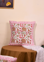 Load image into Gallery viewer, Pink Coneflower Block Printed Cushion  cover - set of 2
