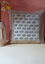 Load image into Gallery viewer, Green Motifs Quilted Cushion Cover- set of 2

