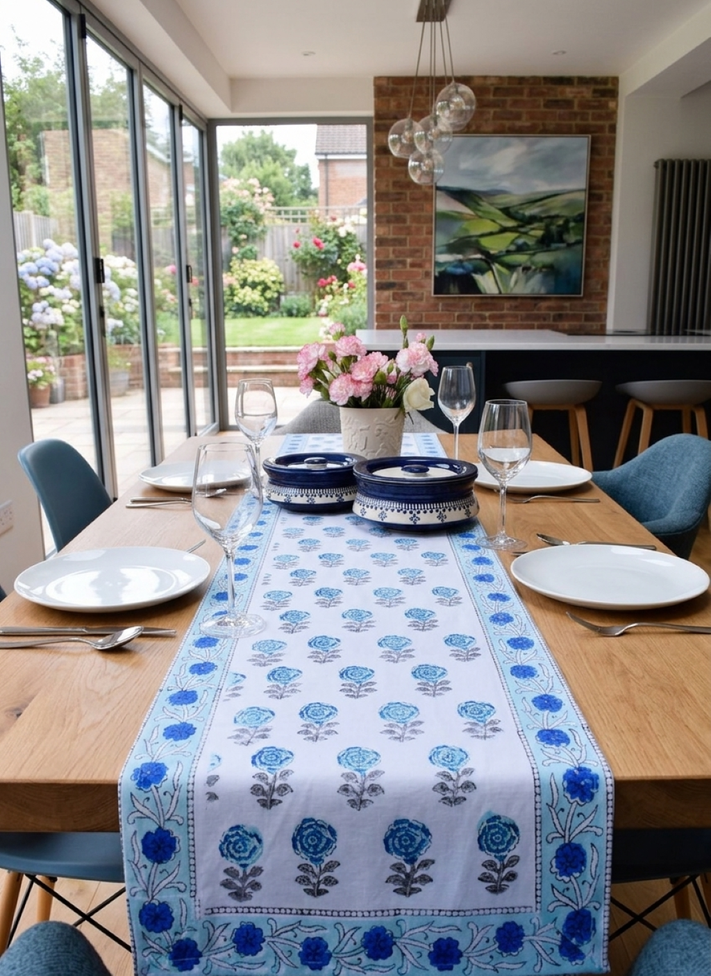 Angada - Blue Motif Table runner