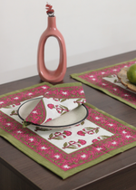 Load image into Gallery viewer, Pink Motif Table Mat &amp; Napkin

