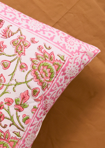 Pink Coneflower Block Printed Cushion  cover - set of 2