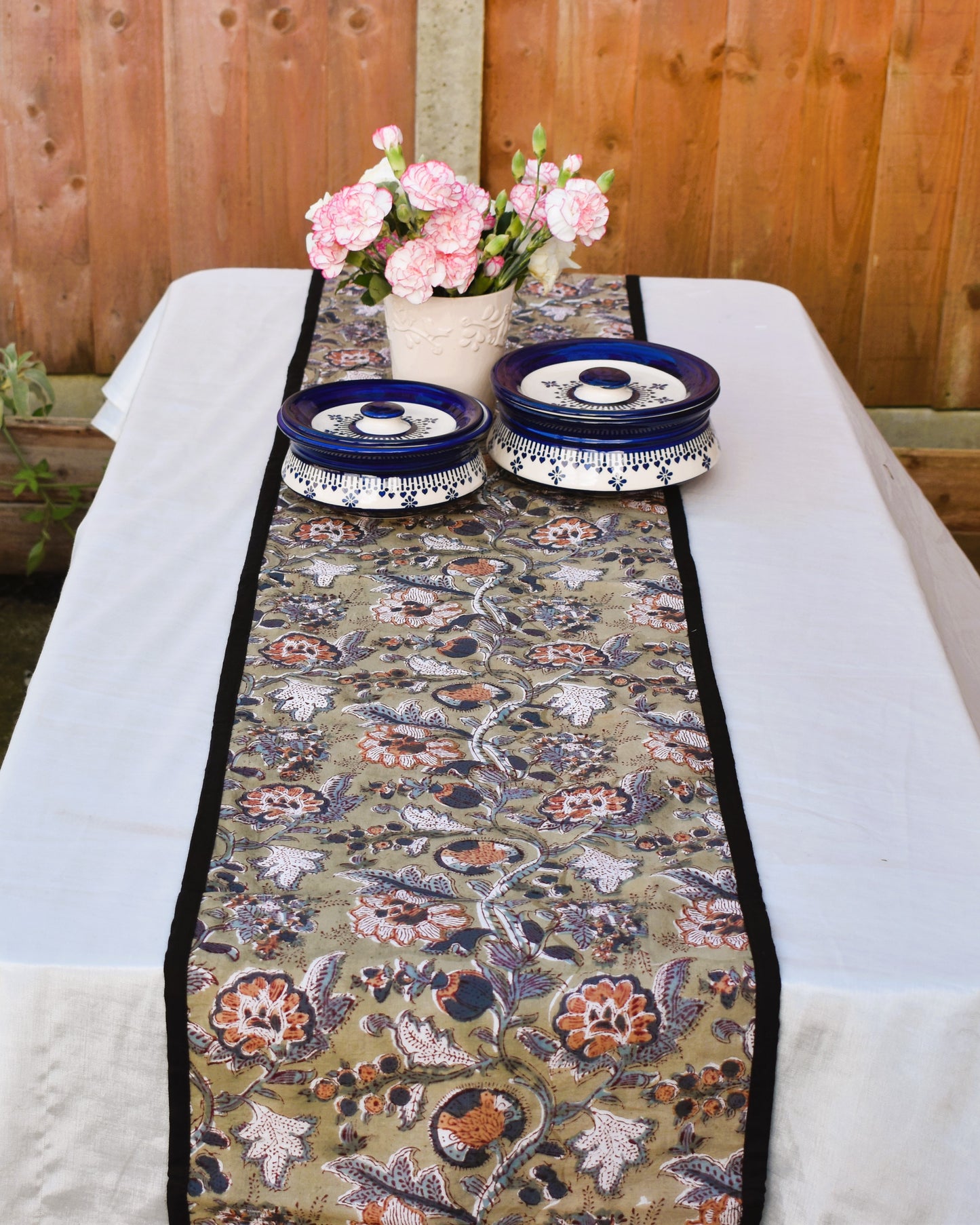 Kausalya - Green floral Table runner