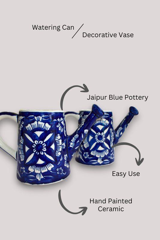 Bold Blue Pottery Ceramic Watering Can/Vase