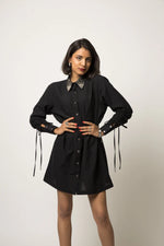 Load image into Gallery viewer, Embellished Collar Shirt Dress
