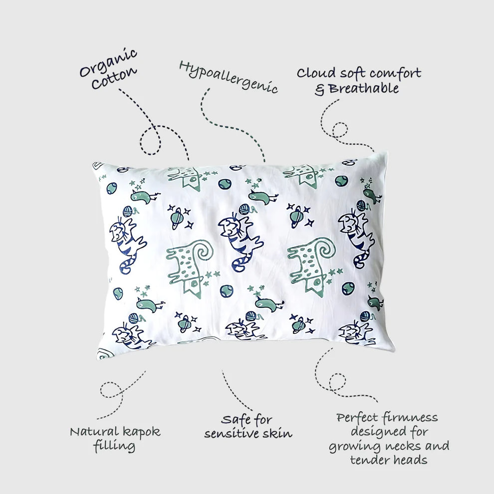 Kapok Filled Organic Cotton Billi Print Pillow