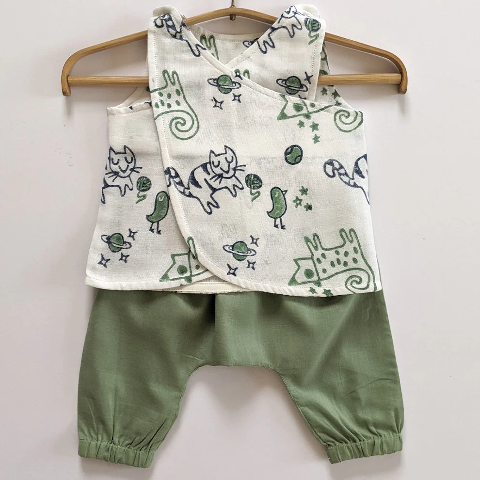 Organic Cotton Preemie Baby Jhabla Set