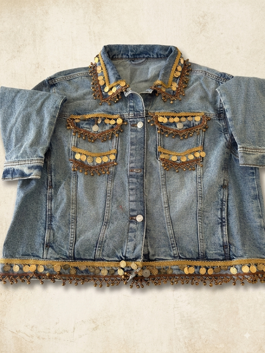 Denim Jacket with gold tazzles
