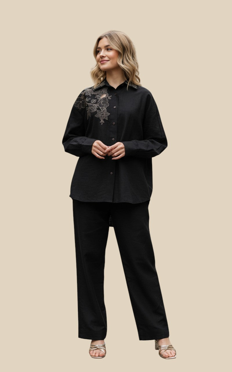 Embroidered Shirt With Trouser Co-Ords