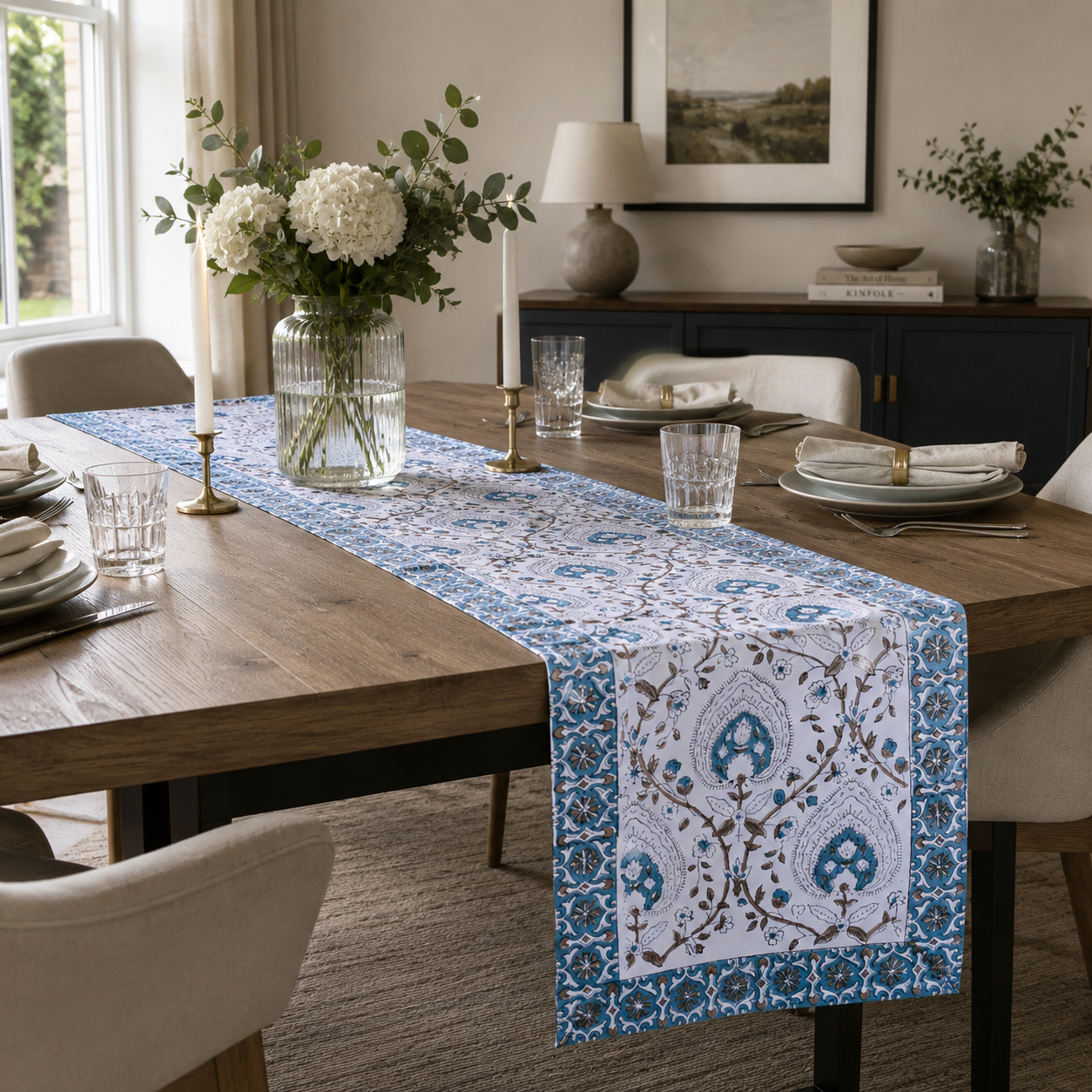 Janak - Blue Floral Table runner