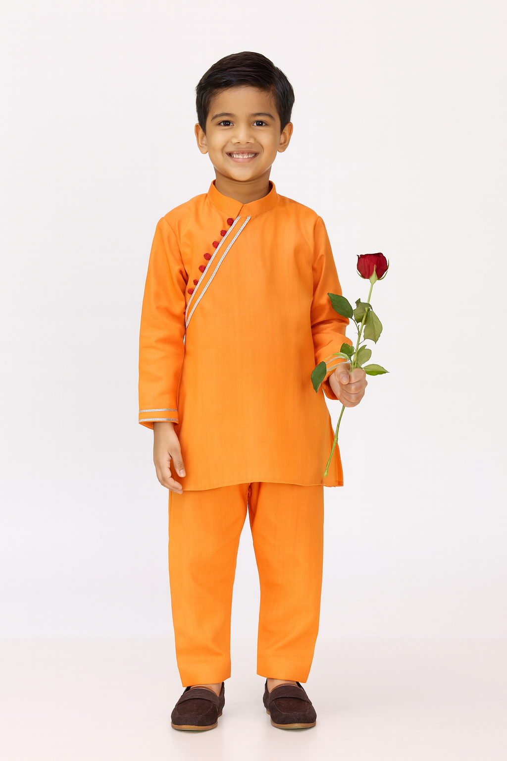 Peach coloured boys kurta payjama set