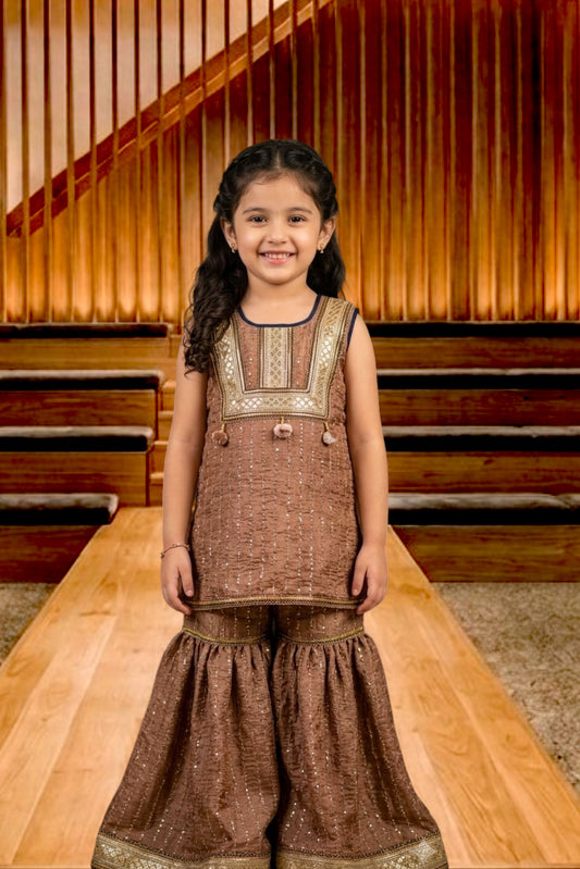 Chikoo - Girls silk kurta and sharara set with Dupatta