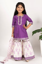 Load image into Gallery viewer, Purple girls sharara set
