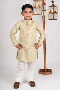 Boys gold green kurta payjama set