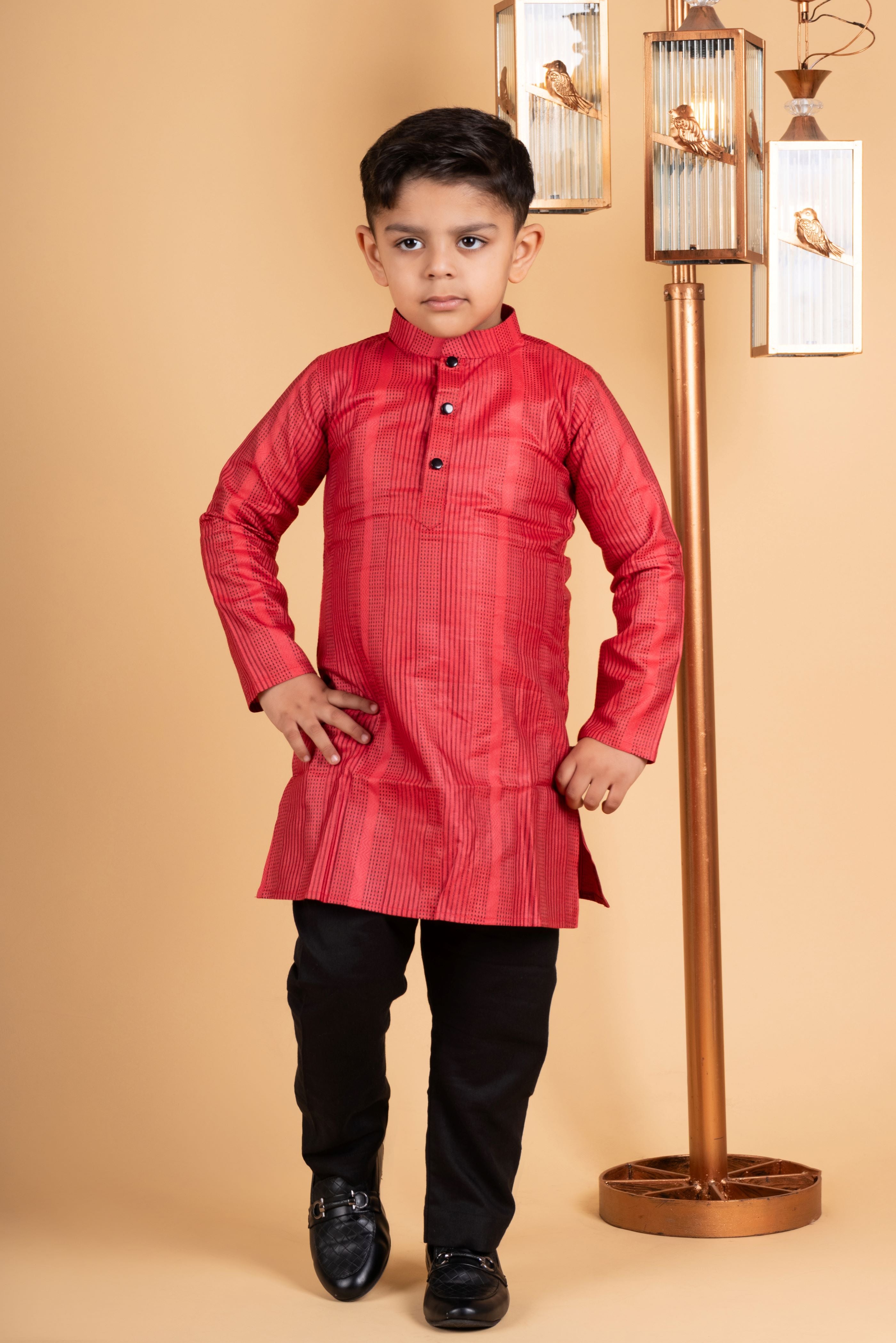 Boys dark pink kurta payjama set