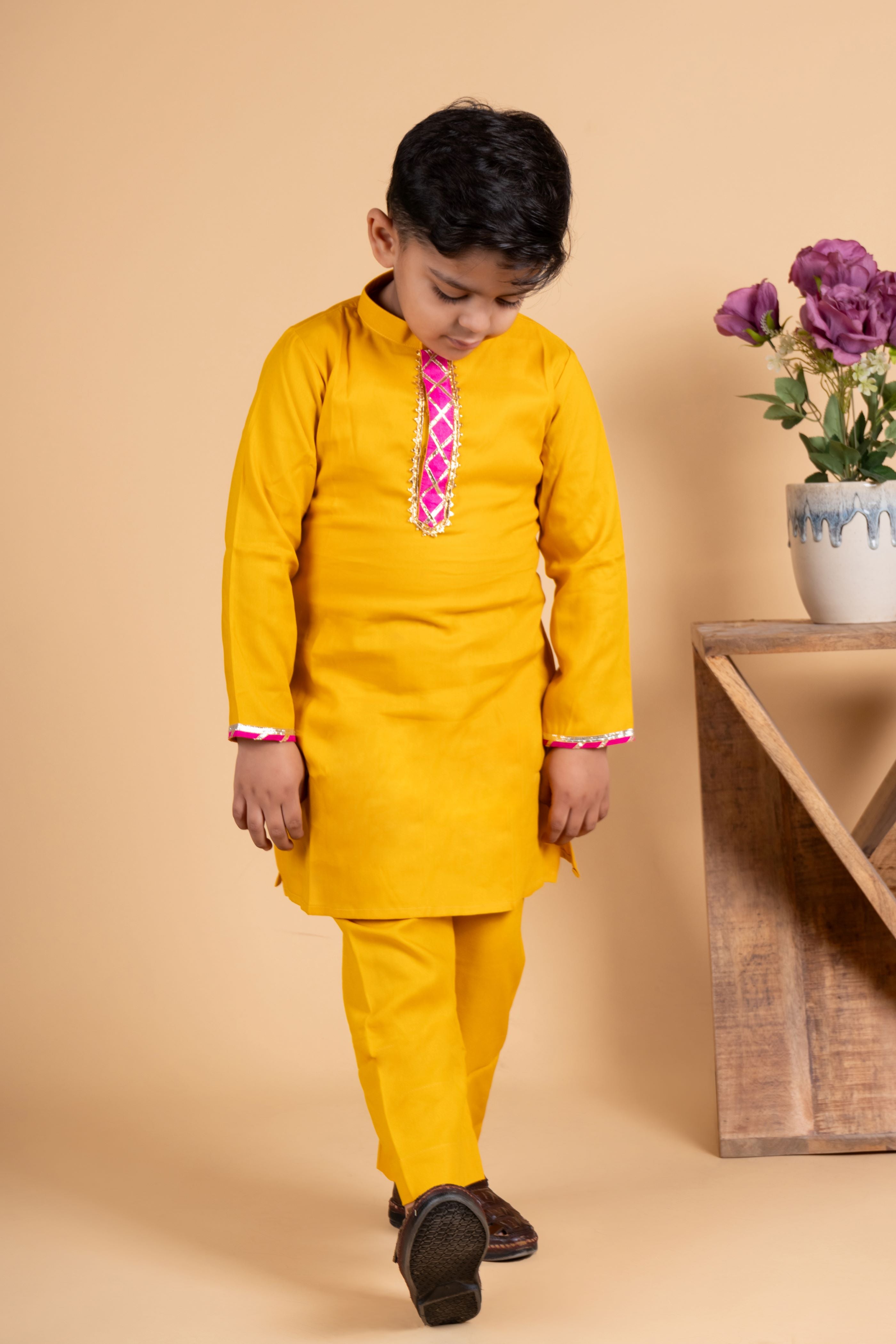 Boys yellow kurta payjama set