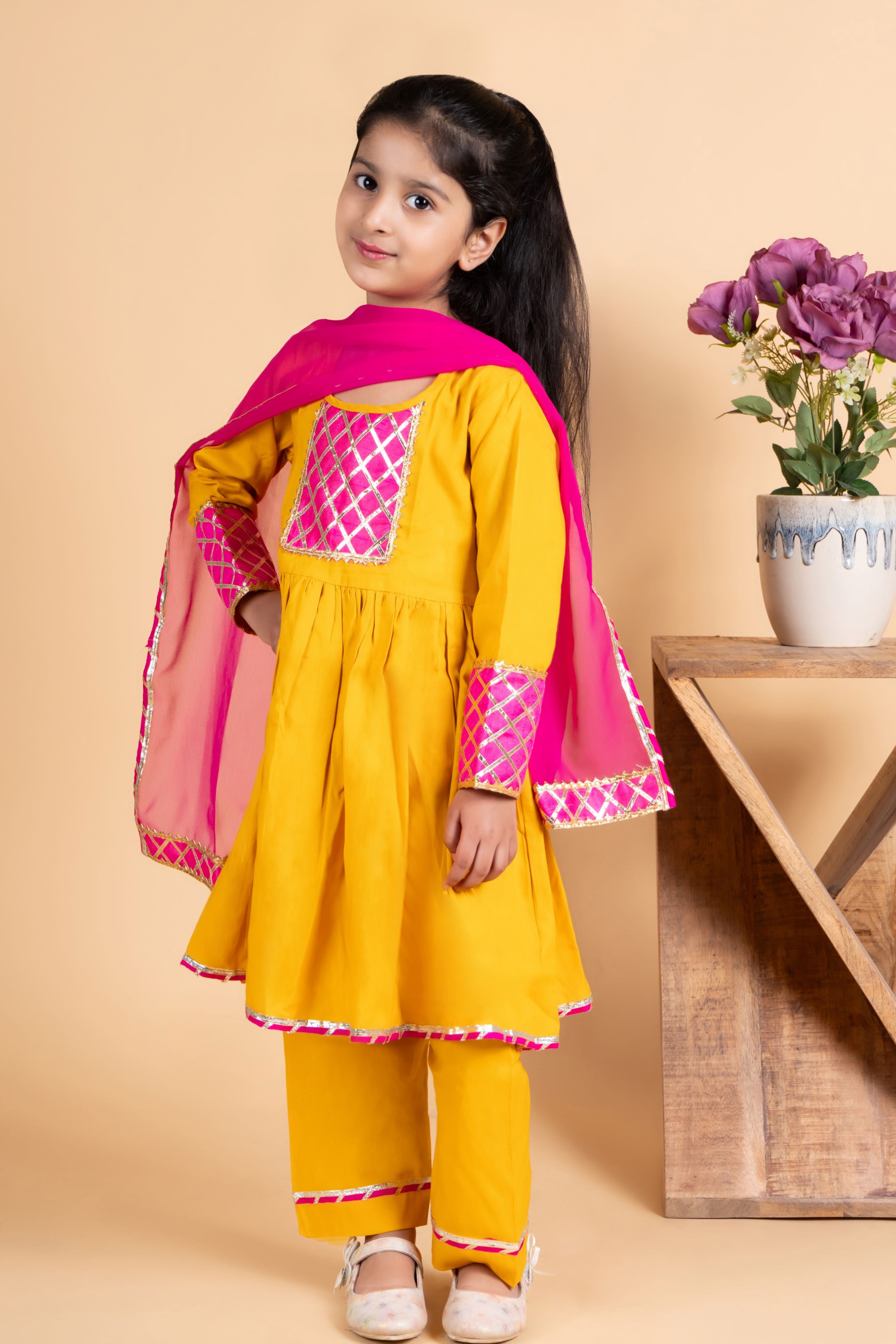 Girls yellow kurta payjama set