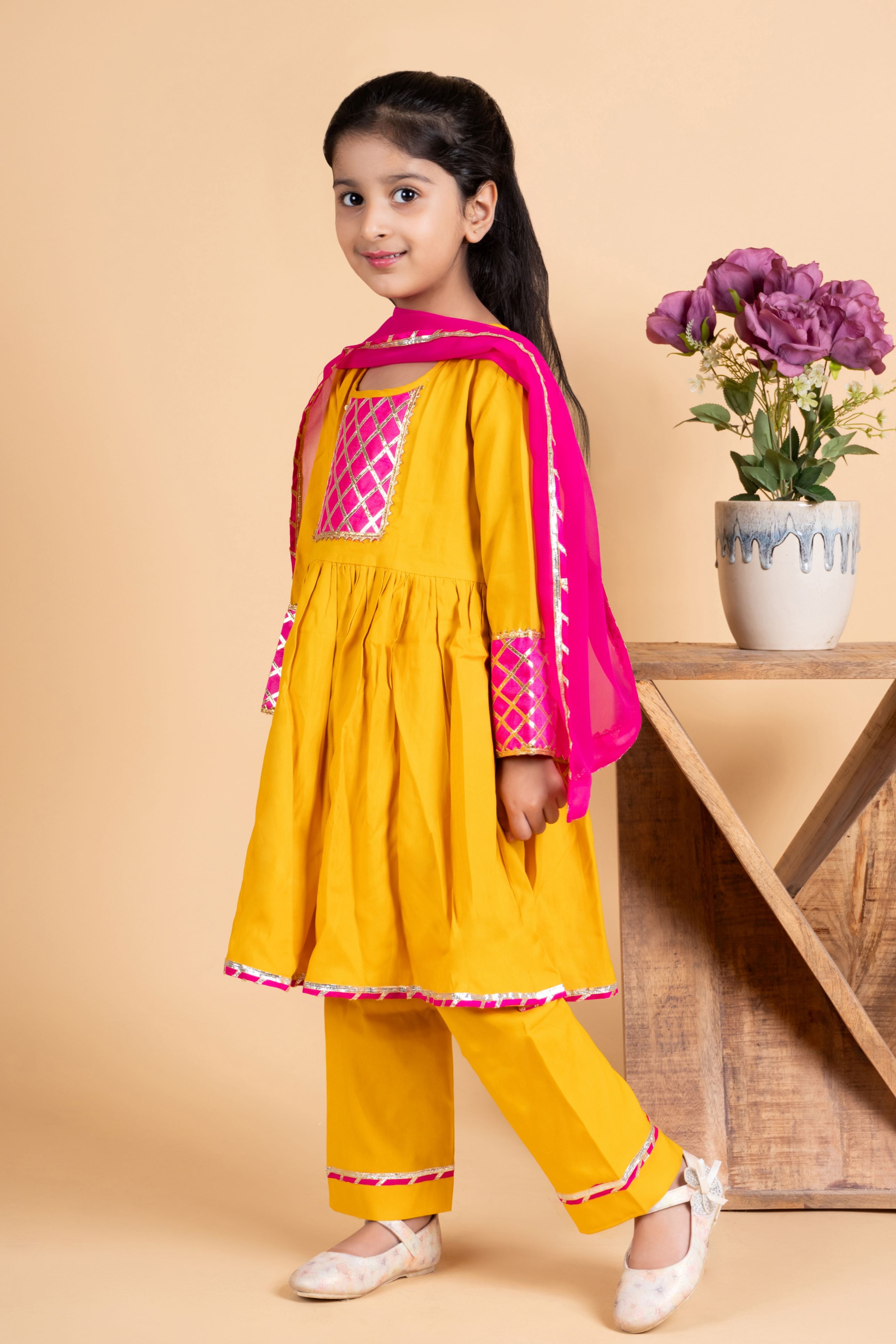 Girls yellow kurta payjama set