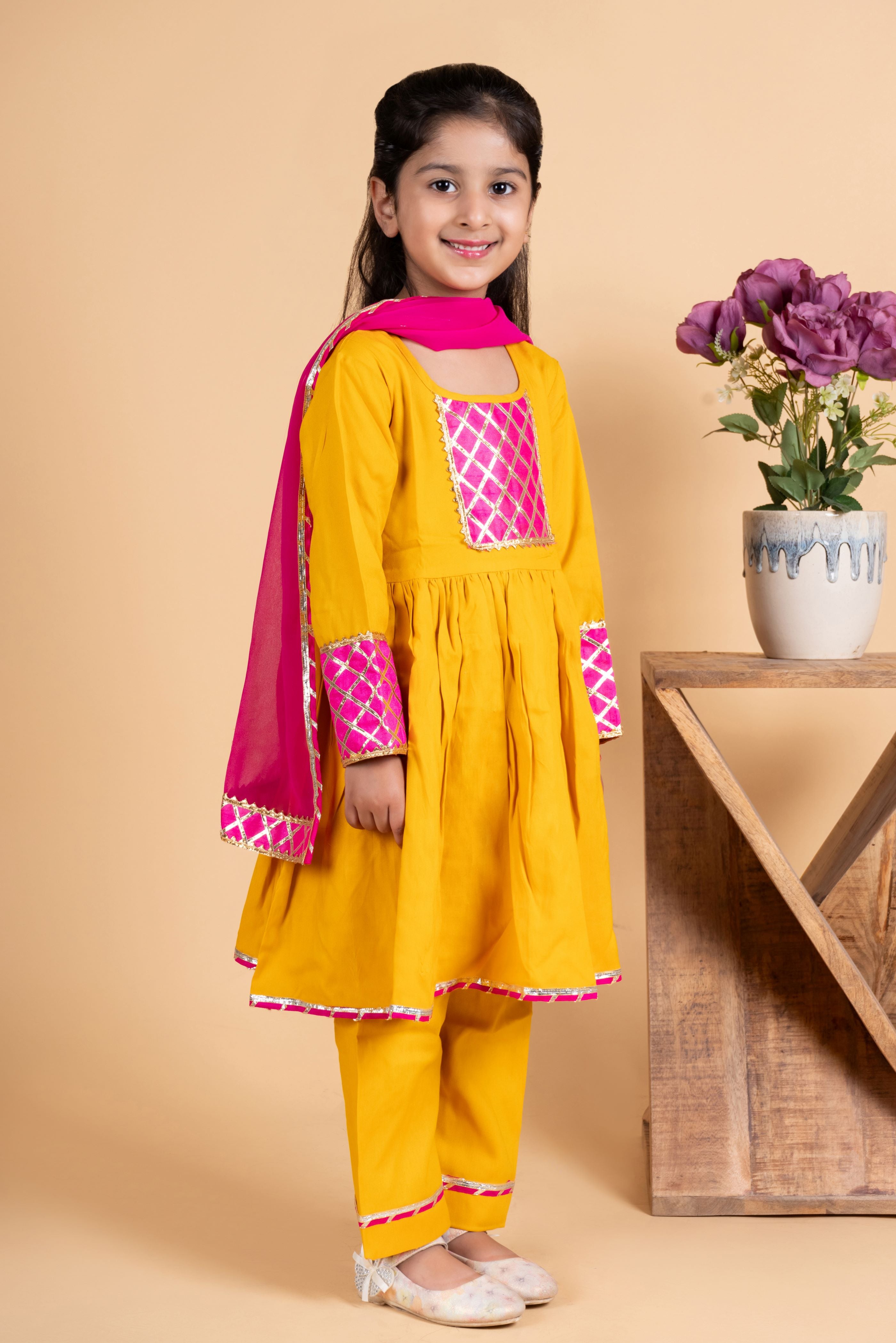 Girls yellow kurta payjama set