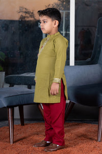 Boys green kurta payjama set