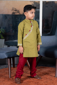 Boys green kurta payjama set