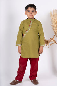 Boys green kurta payjama set