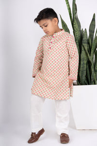 Boys beige kurta payjama set