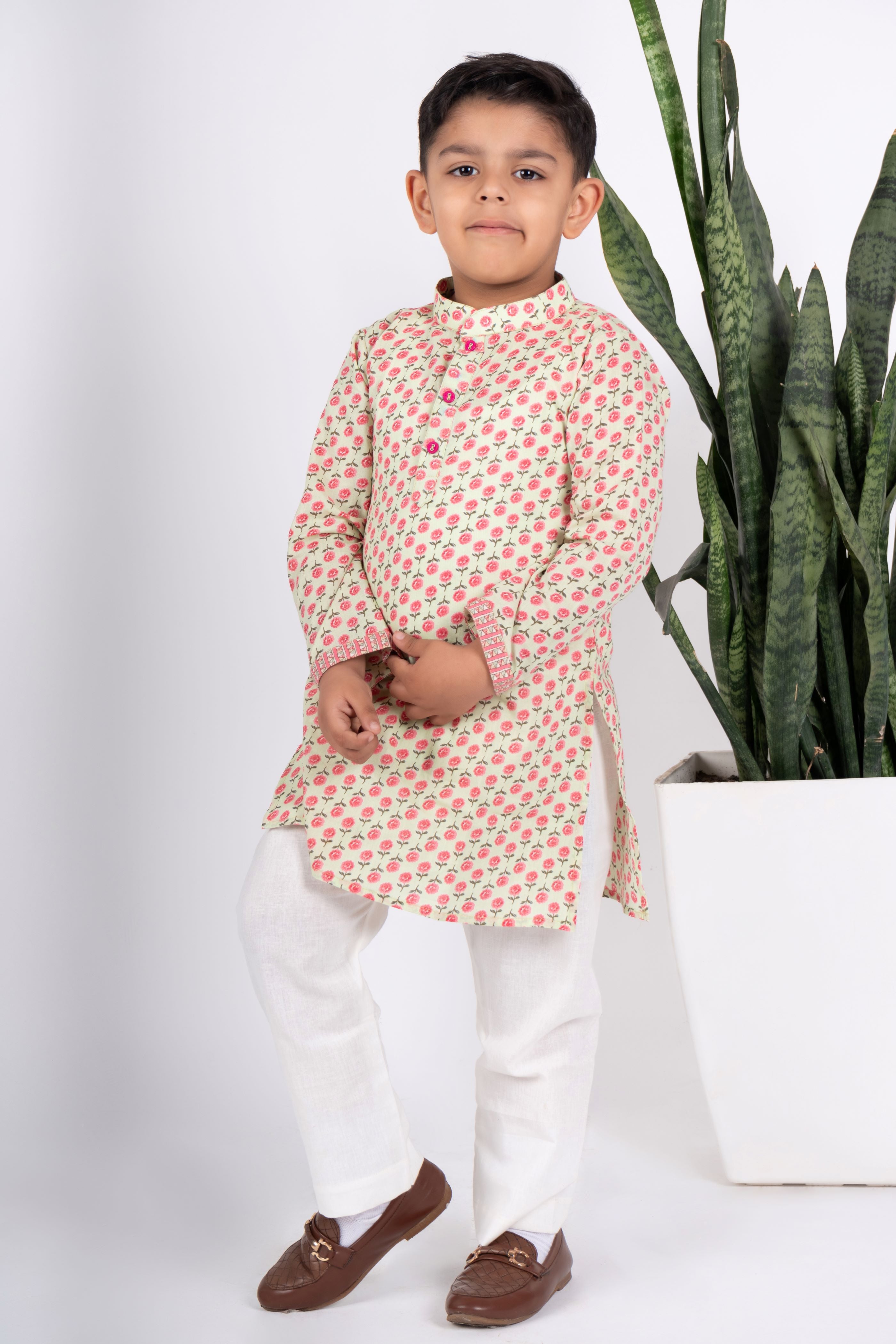 Boys beige kurta payjama set