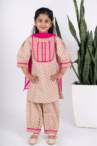 Girls beige kurta payjama set