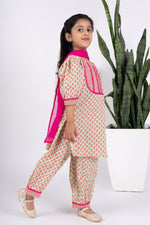 Load image into Gallery viewer, Girls beige kurta payjama set
