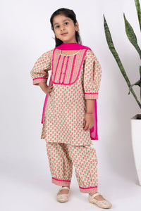 Girls beige kurta payjama set