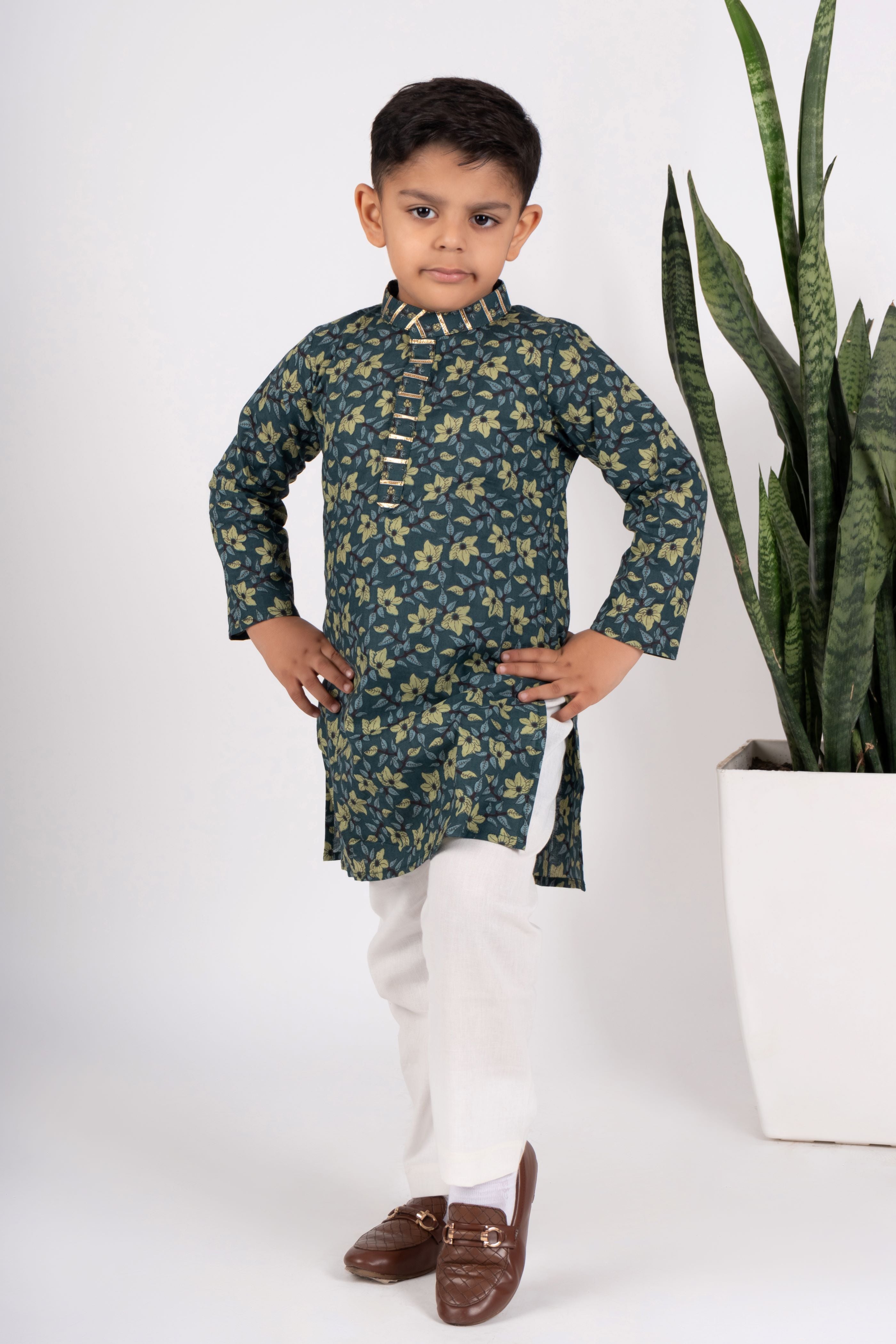 Boys teal kurta payjama set