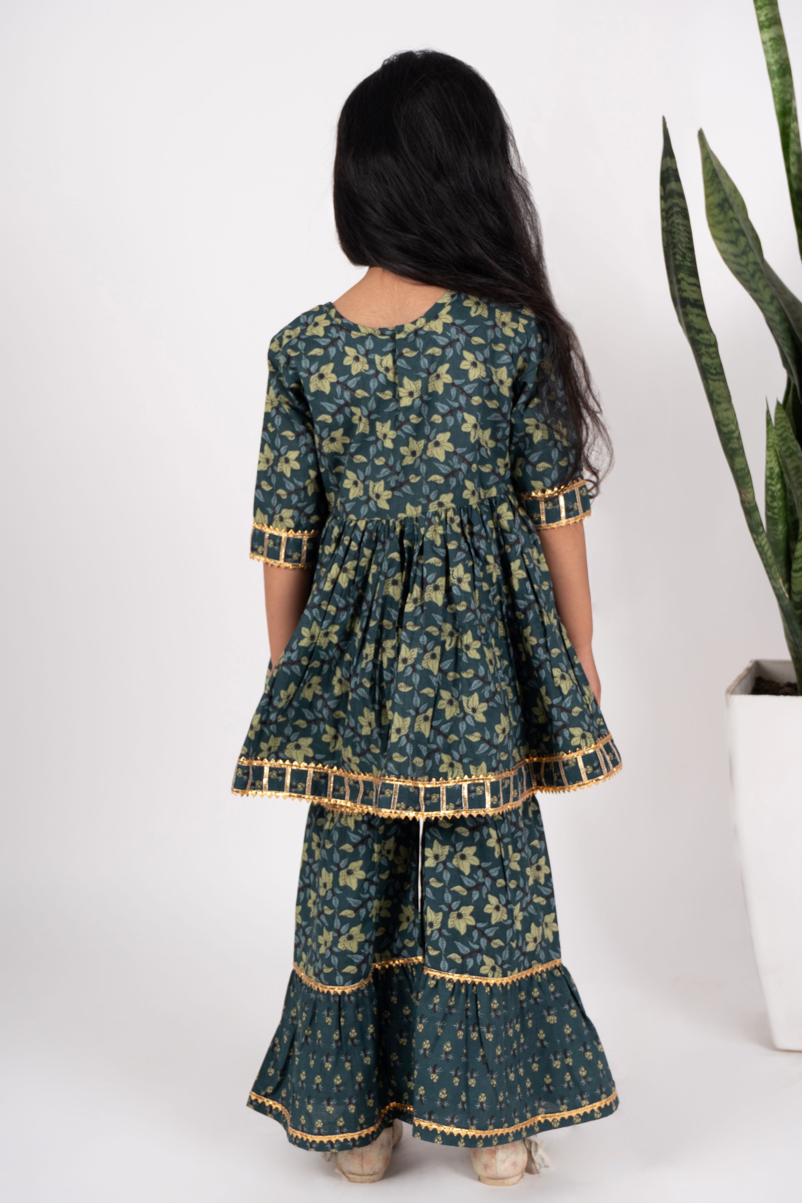 Girls teal kurta payjama set