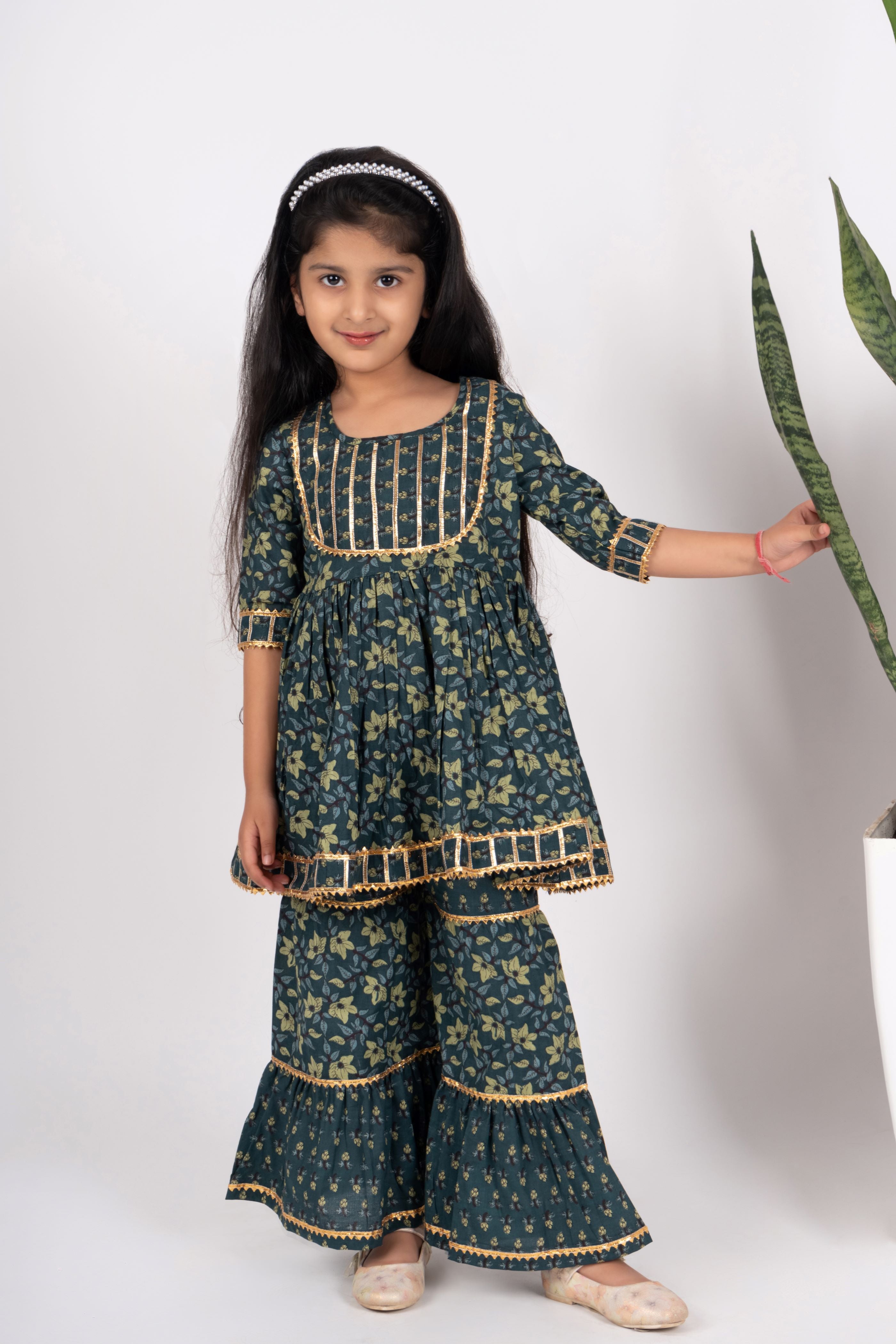 Girls teal kurta payjama set