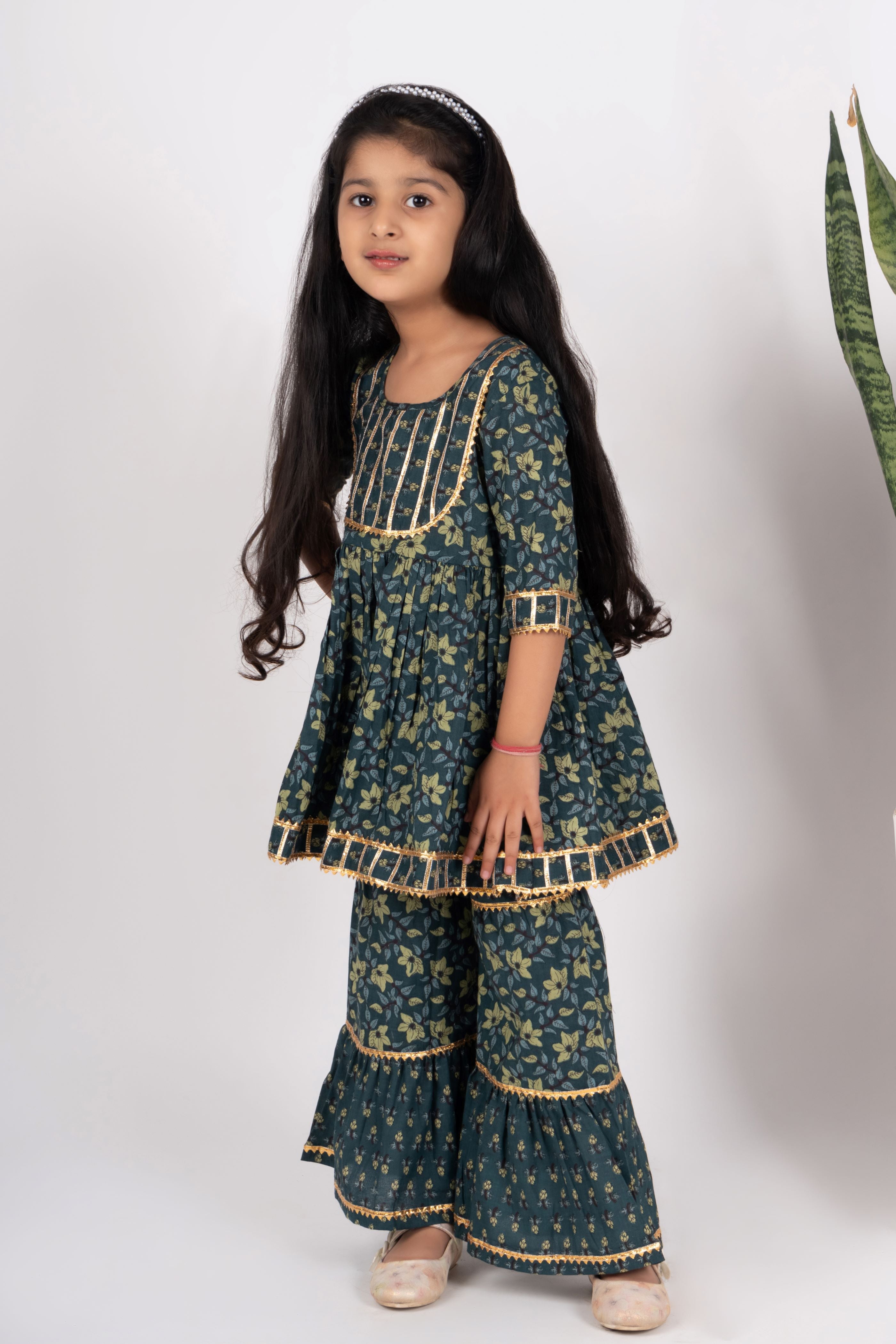 Girls teal kurta payjama set