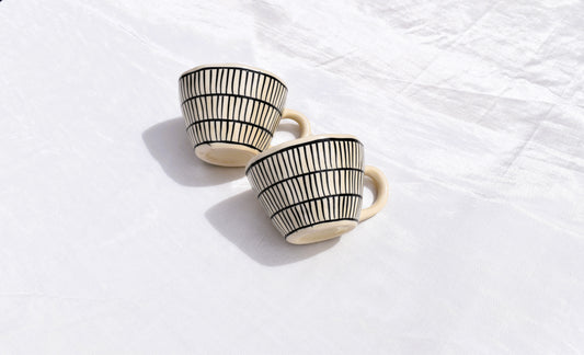 Black striped coffee mug