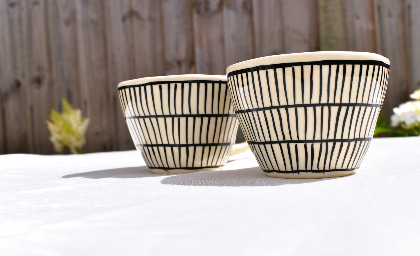 Black striped coffee mug
