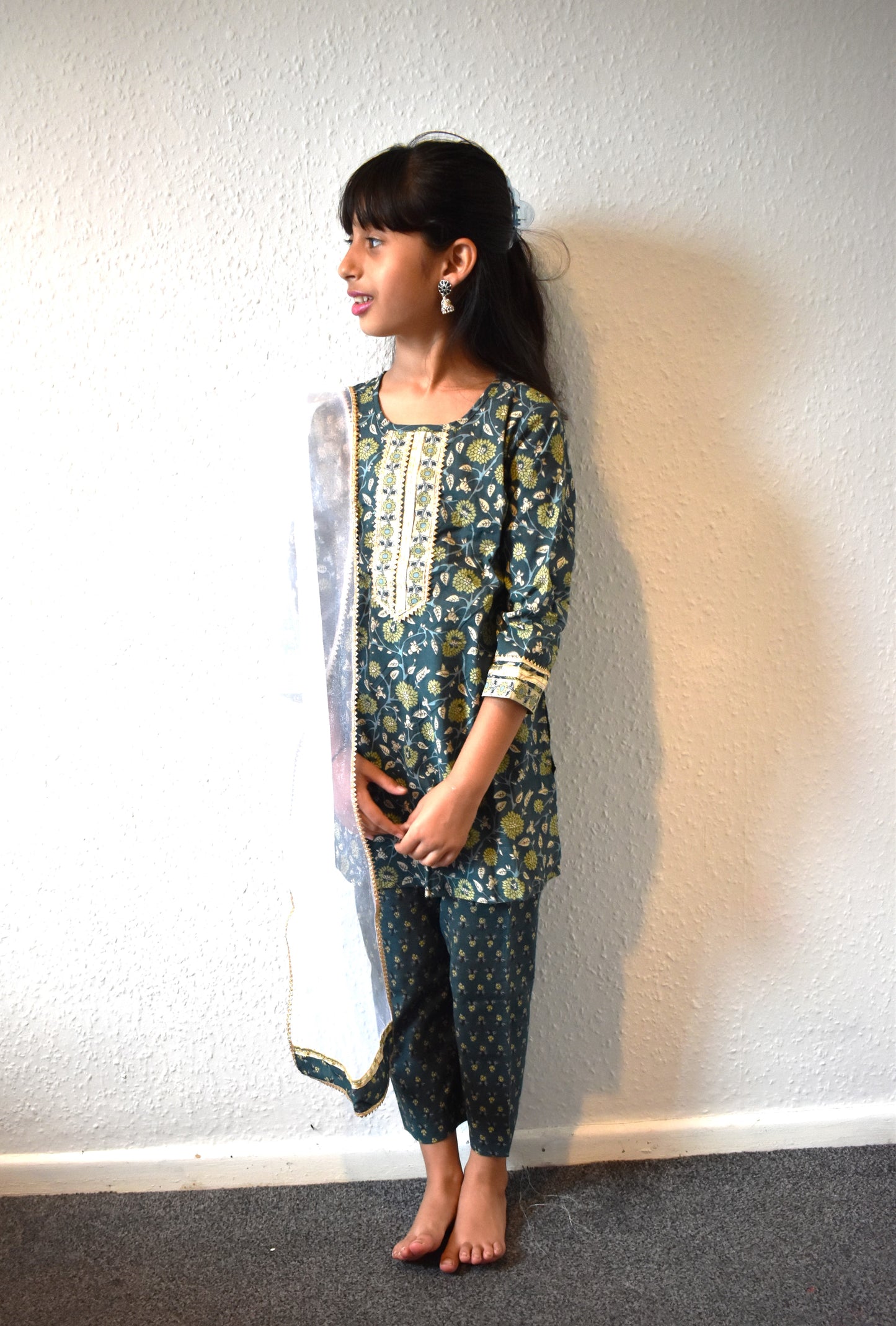 Chameli - Green floral kurta payjama