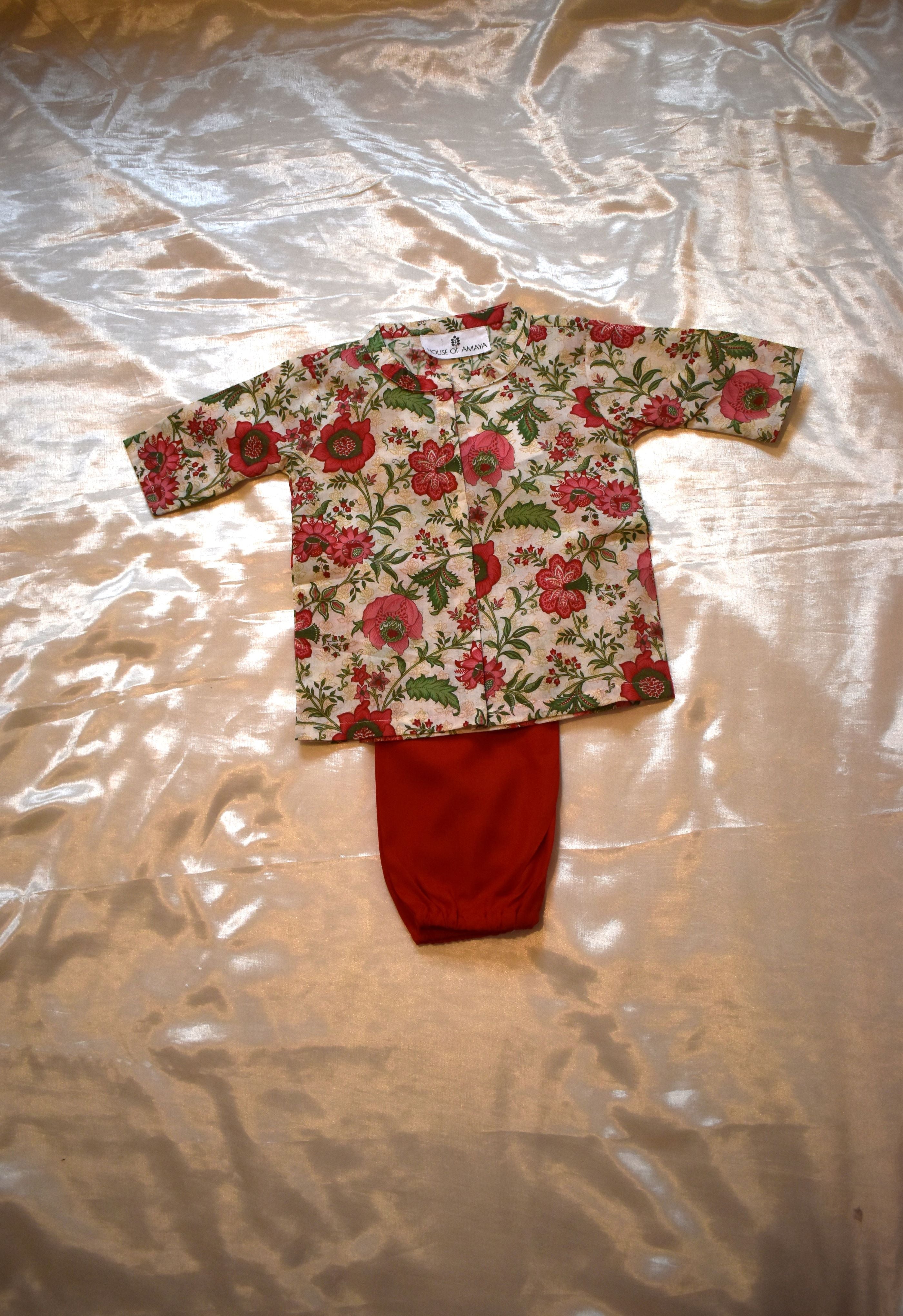 White - Unisex floral tops for new born babies