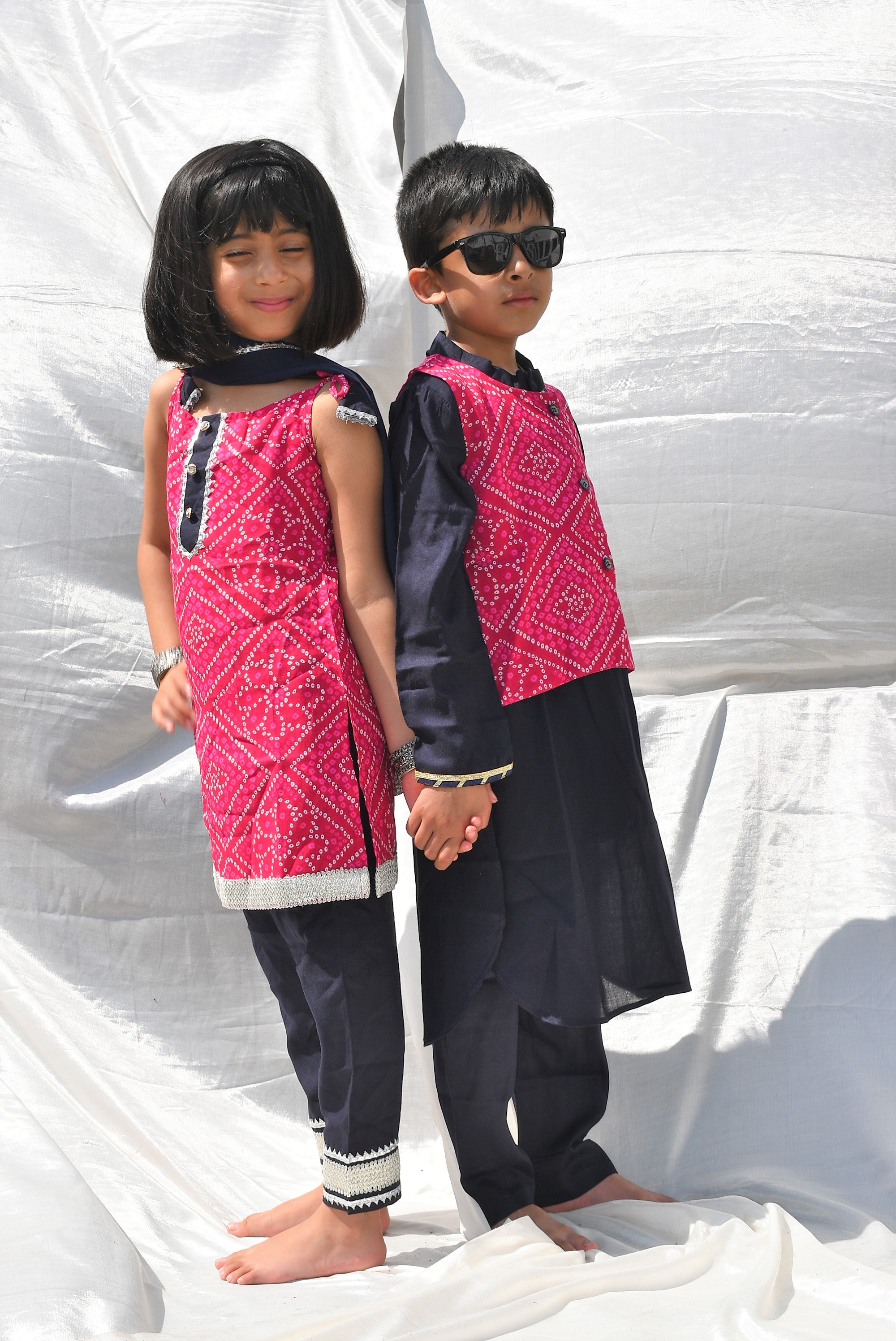 Bhandhani Boys Set of 3 - Kurta Payjama and Jacket