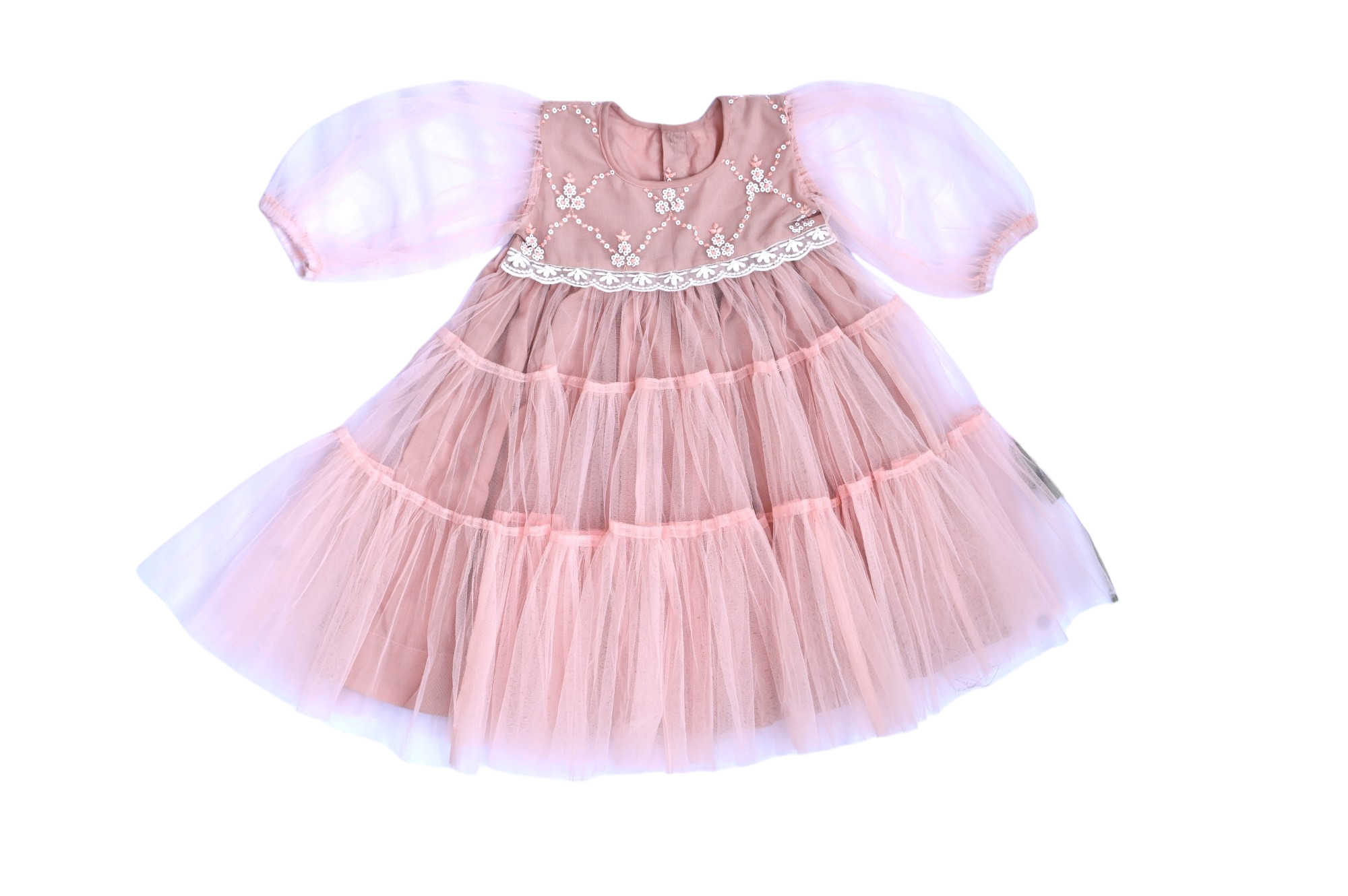 Dusky pink net dress for girls