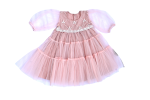 Dusky pink net dress for girls