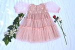 Load image into Gallery viewer, Dusky pink net dress for girls
